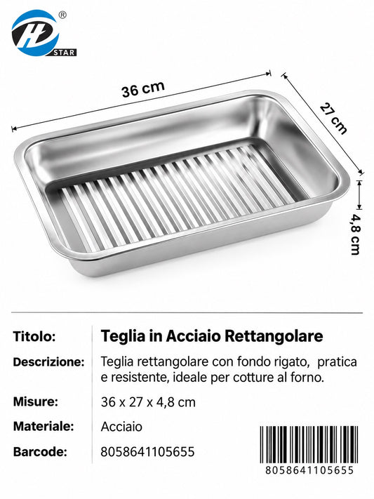 4110565 Teglia In Acciaio Rettangolare 36*27*4.8 1/6 Ct24