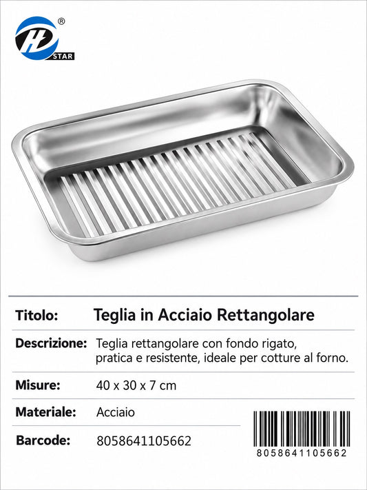 4110566 Teglia In Acciaio Rettangolare 40*30*4.8 1/6 Ct24