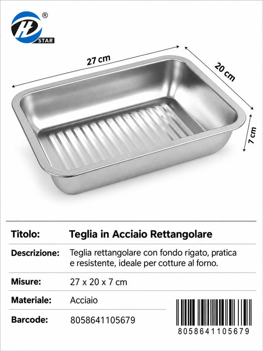 4110567 Teglia In Acciaio Rettangolare 27*20*7 1/6 Ct24