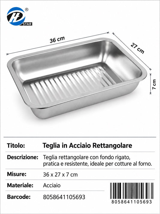 4110569 Teglia In Acciaio Rettangolare 36*27*7 1/6 Ct24