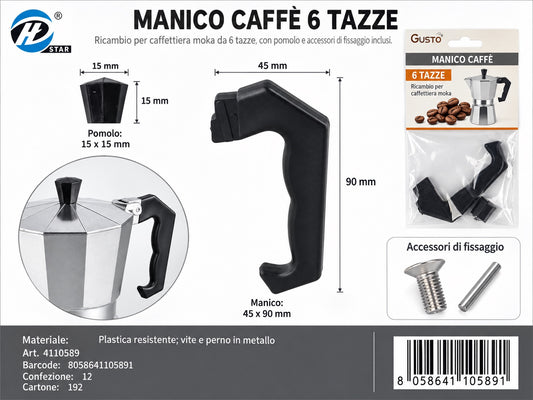 4110589 Manico Caffe 6 Tazze 1/12 Ct192