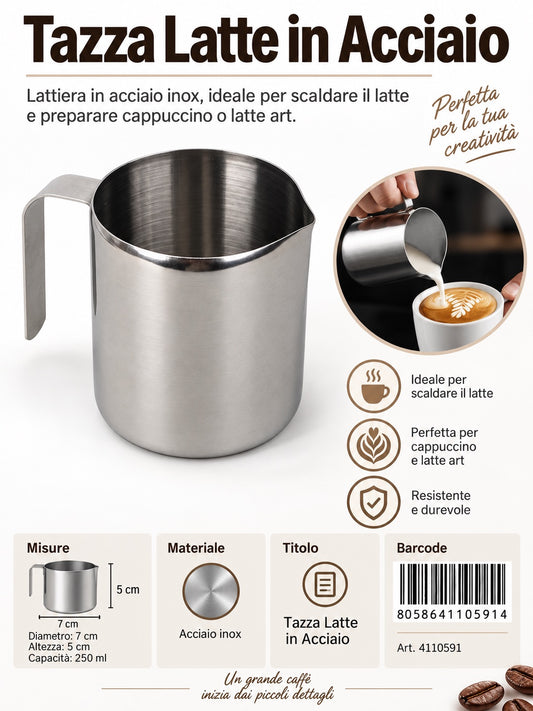 4110591 Tazza Latte in Acciaio