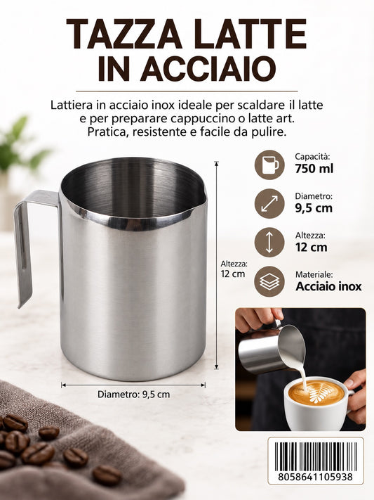 4110593 Tazza Latte In Acciaio 750Ml 1/6 Ct36