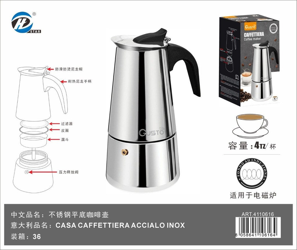 4110616 Casa Caffettiera Acciaio Inox 4tz
