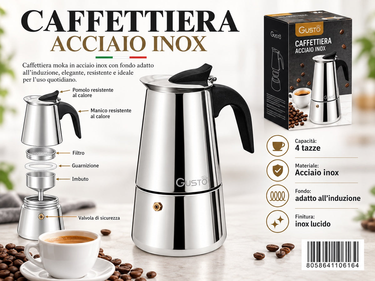 4110616 Casa Caffettiera Acciaio Inox 4tz