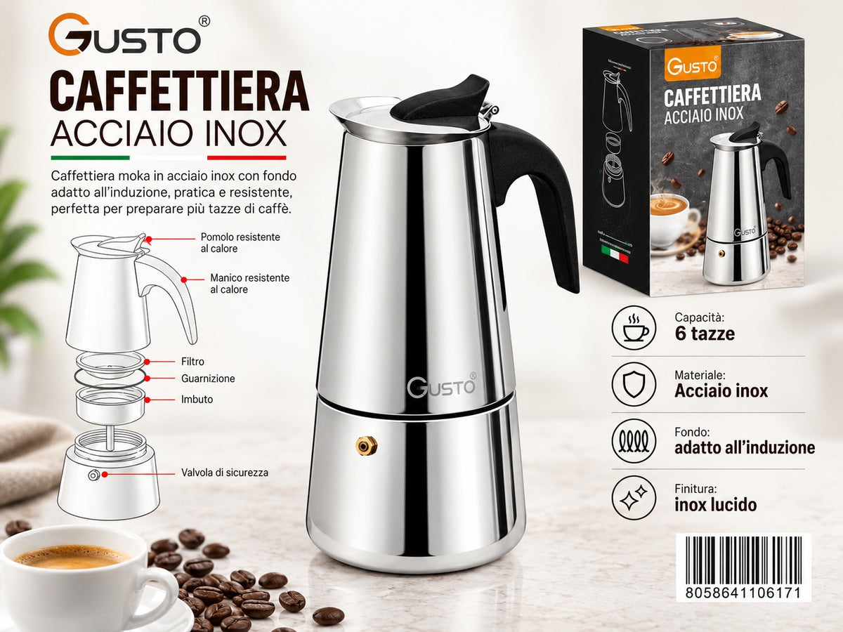 4110617 Casa Caffettiera Acciaio Inox 6tz