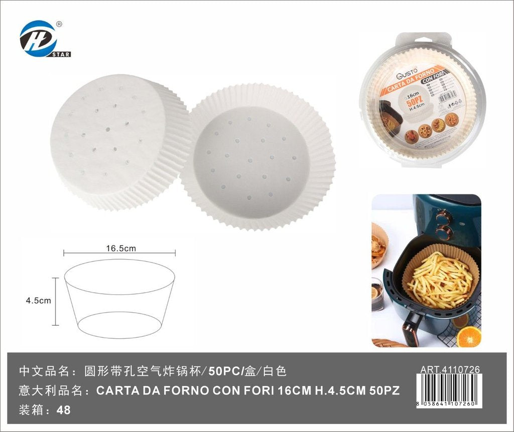 Carta Per Friggitrice Con Fori 16Cm H.4.5Cm 50Pz