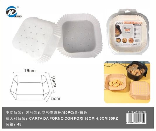 Carta Per Friggitrice Con Fori 16Cm H.5Cm 50Pz