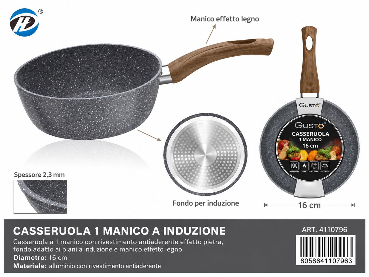 4110796 Linea Industone Casseruola 1 Manico A Induzione 16Cm Ct6