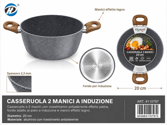 4110797 Linea Industone Casseruola 2 Manici a Induzione 20cm