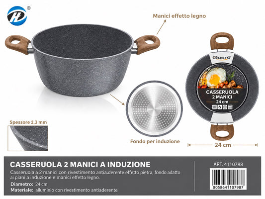 4110798 Linea Industone Casseruola 2 Manici a Induzione 24cm