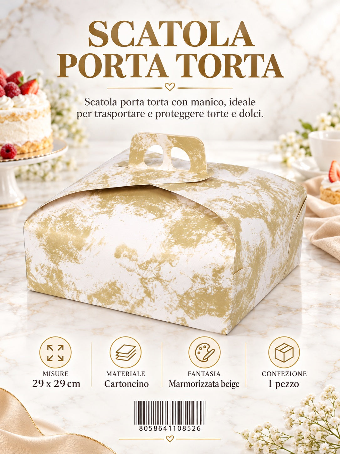 4110852 Scatola Porta Torta 29*29Cm 1/12 Ct72