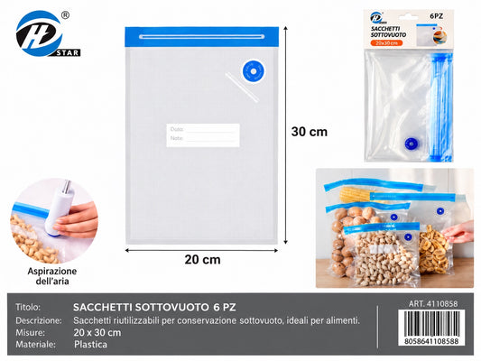 4110858 Sacchetti Sottovuoto 20*30Cm 1/12 Ct144