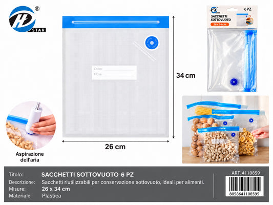 4110859 Sacchetti Sottovuoto 26*34Cm 1/12 Ct144