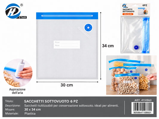 4110860 Sacchetti Sottovuoto 30*34Cm 1/12 Ct144