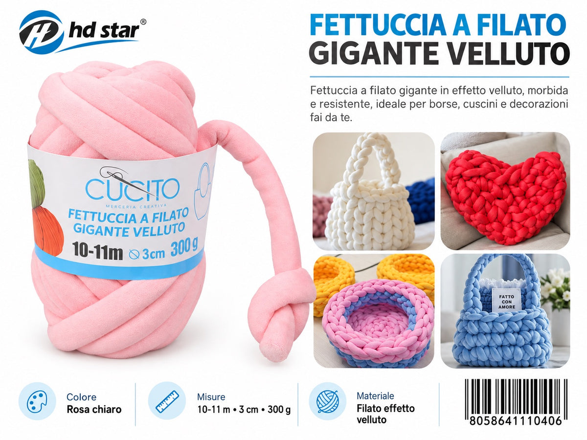 4111040 Fettuccia A Filato Gigante Velluto 300G Col. Rosa 1/6 Ct48