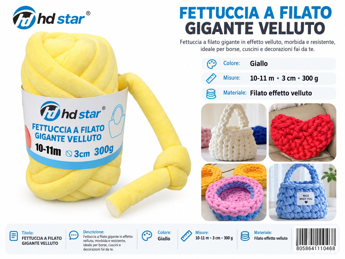 4111046 Fettuccia A Filato Gigante Velluto 300G Col. Giallo 1/6 Ct48