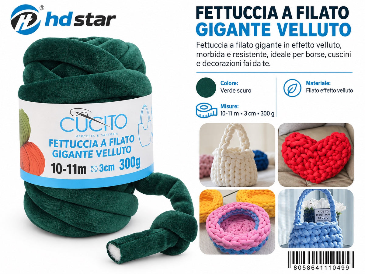 4111049 Fettuccia A Filato Gigante Velluto 300G Col. Verde Scuro 1/6 Ct48
