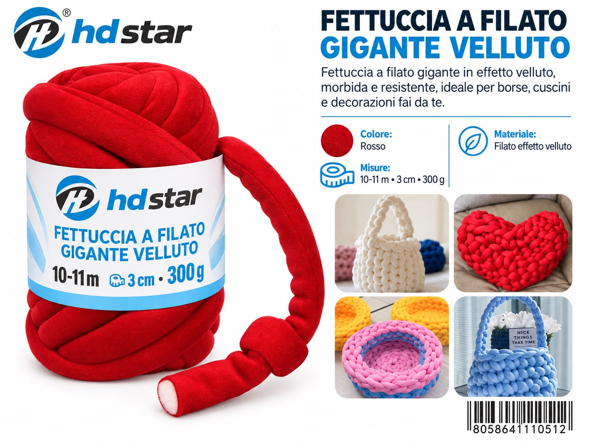 4111051 Fettuccia A Filato Gigante Velluto 300G Col. Rosso Bordeaux 1/6 Ct48