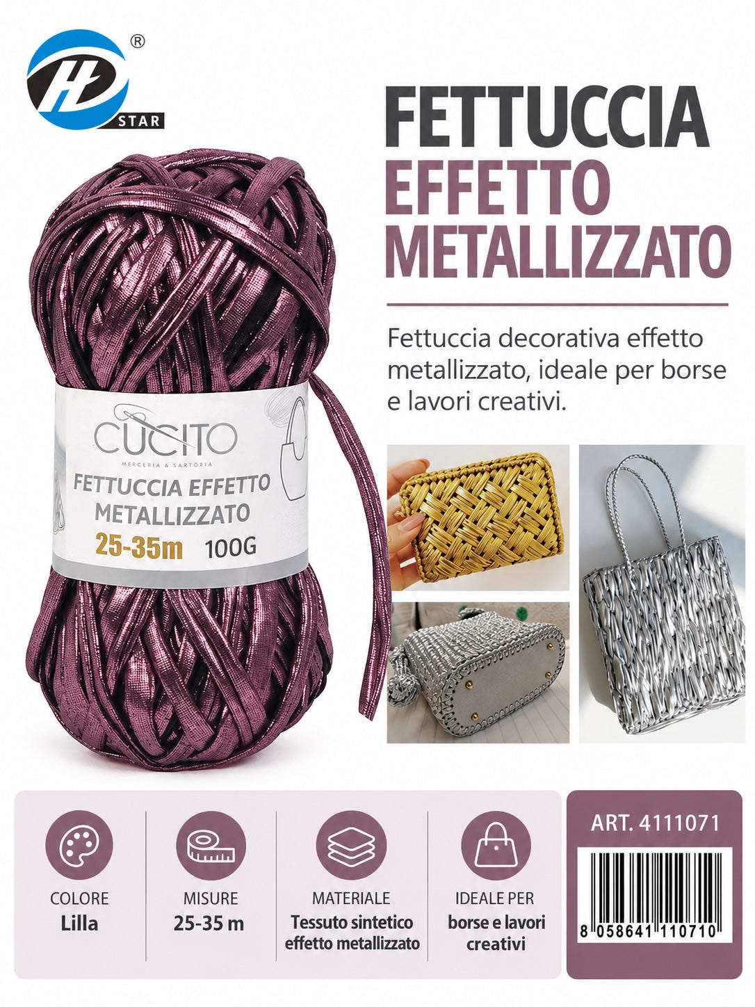 4111066 Fettuccia Effetto Metallizzato 100G Col. Marrone 1/10 Ct120