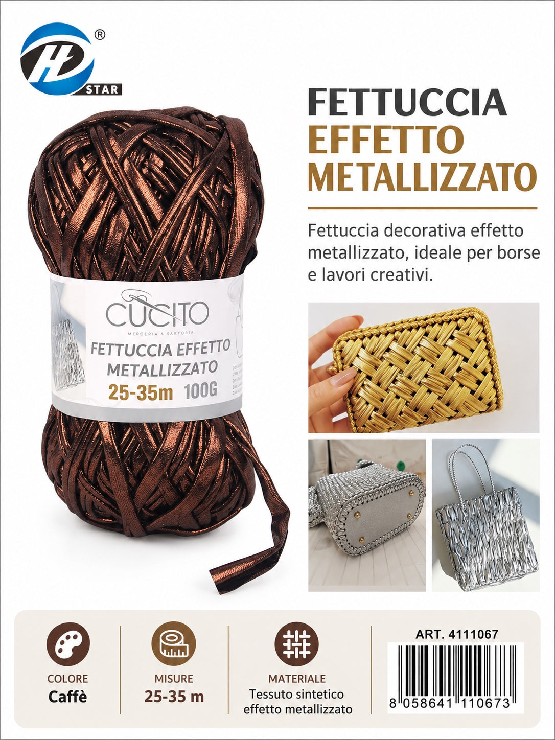4111067 Fettuccia Effetto Metallizzato 100G Col. Caff¨¨ 1/10 Ct120