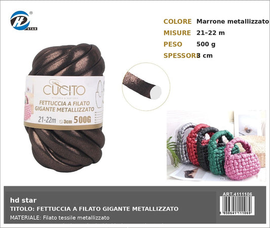 4111106 Fettuccia A Filato Gigante Metallizzato 500G Col. Marrone 1/6 Ct24