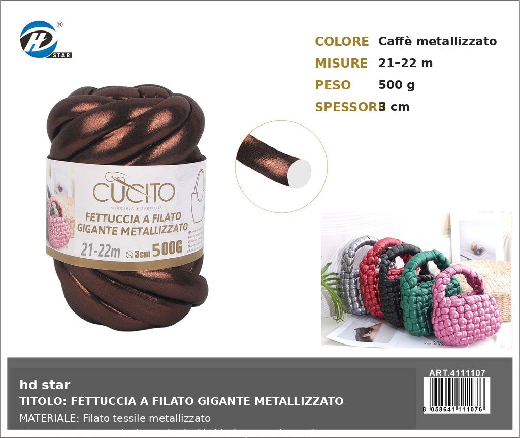 4111107 Fettuccia A Filato Gigante Metallizzato 500G Col. Caff¨¨ 1/6 Ct24