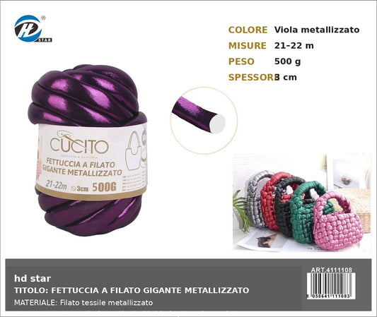 4111108 Fettuccia A Filato Gigante Metallizzato 500G Col. Viola 1/6 Ct24