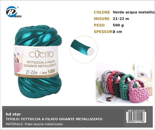 4111110 Fettuccia A Filato Gigante Metallizzato 500G Col. Verde Scuro 1/6 Ct24