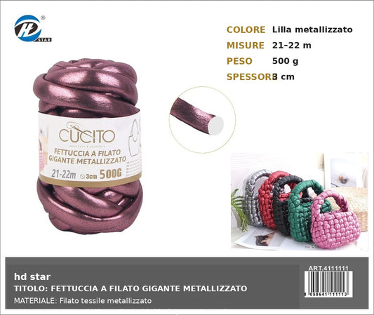 4111111 Fettuccia A Filato Gigante Metallizzato 500G Col. Viola Chiaro 1/6 Ct24