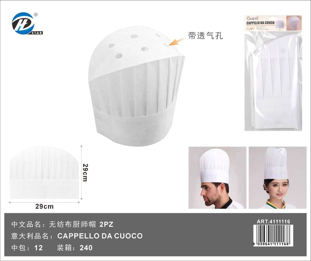 Cappello Da Cuoco In Tnt 29Cm 2Pz