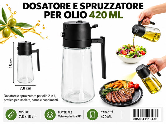 4111347 Oliera Dosatore E Spruzzatore Per Olio 420Ml Col. Nero 1/6 Ct48