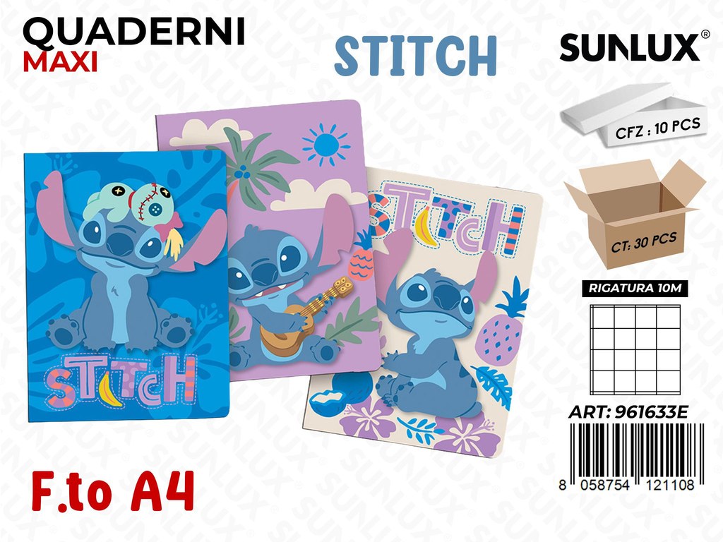 QUADERNI MAXI A4 STITCH ASS. RIG. 10M