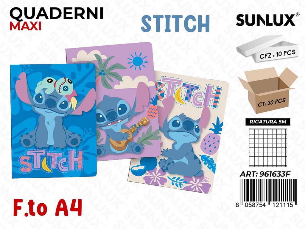 QUADERNI MAXI A4 STITCH ASS. RIG.5M/ PZ DA 10**