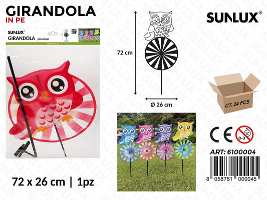 Sunlux Girandola c/Bastone Gufo Ass. 72*26CM
