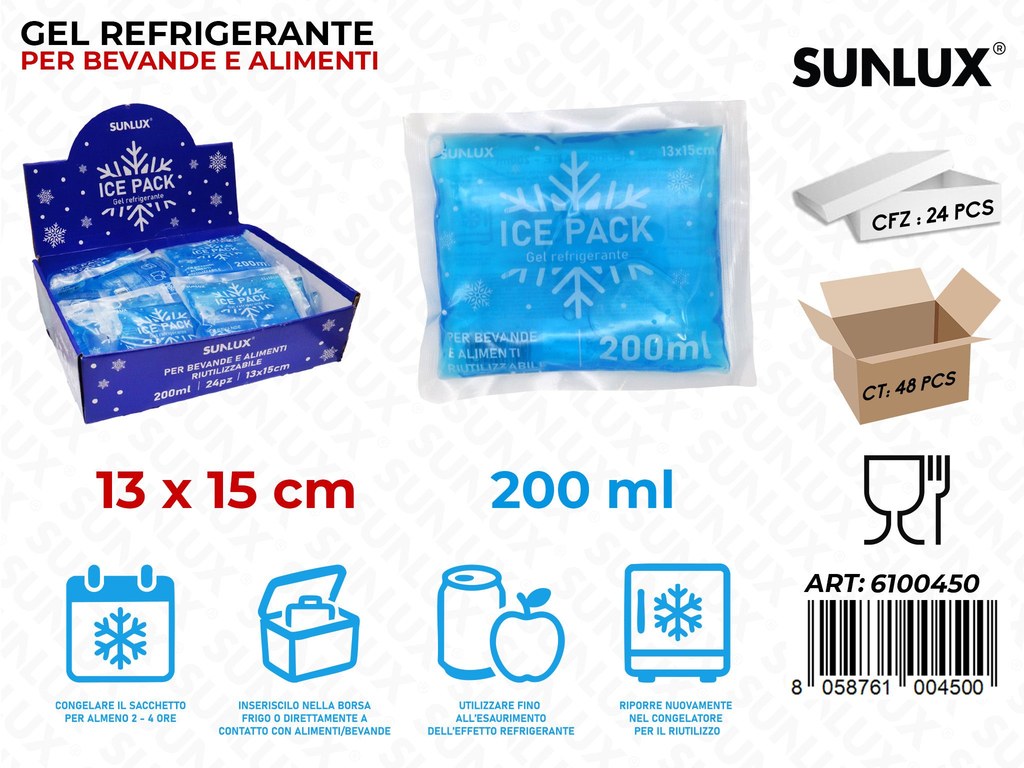 Sunlux Gel Refigerante 13*15CM 200ML