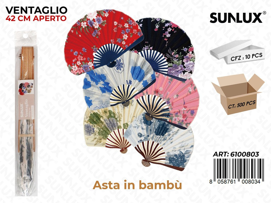Sunlux Ventaglio c Asta Bambu Ass. 42CM