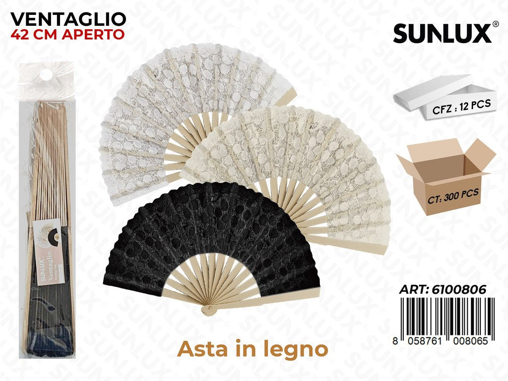 Sunlux Ventaglio Asta Legno Ass. 42CM