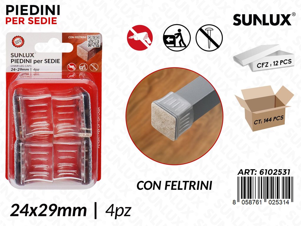 Sunlux Piedini Sedie 4PCS 24*29MM