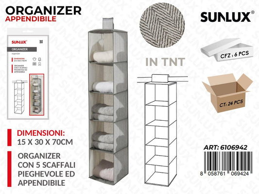 Sunlux Organizer Appendibile Tnt 5SCAFF. 15*30*70CM