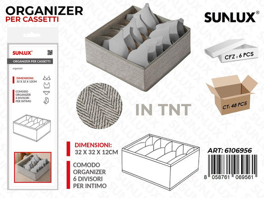 Sunlux Organizer Cassetti Tnt 6DIVS. 32*32*12CM