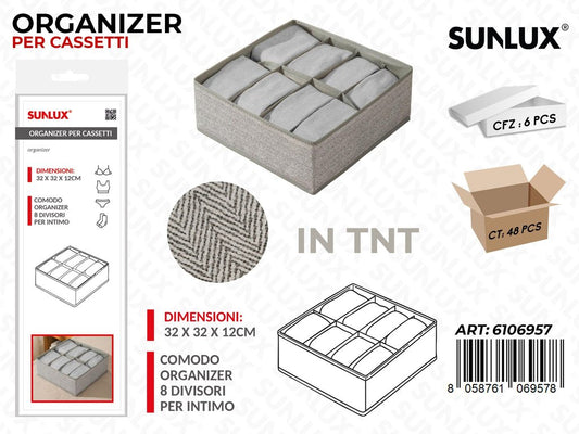 Sunlux Organizer Cassetti Tnt 8DIVS. 32*32*12CM