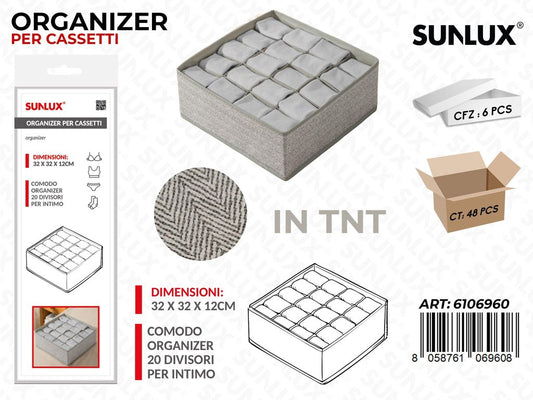 Sunlux Organizer Cassetti Tnt 20DIVS. 32*32*12CM