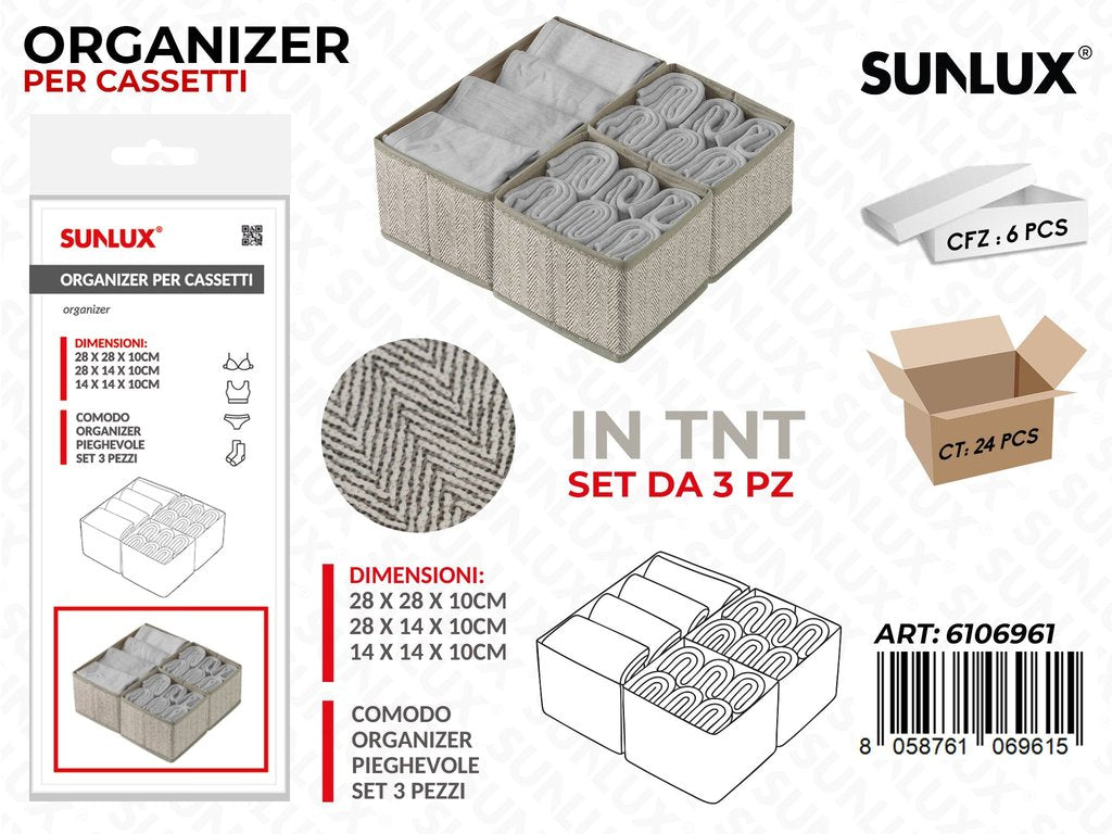 Sunlux Organizer Cassetti Tnt 3PCS Dim. Ass.