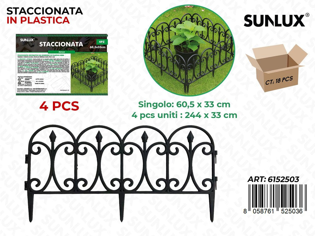Sunlux Staccionata Plast. Nero 4PCS 60.5*33CM