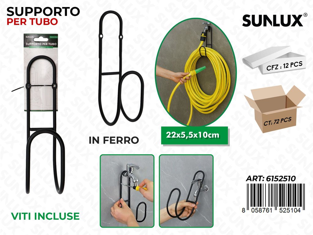 Sunlux Supporto Tubo Ferro c/ Viti 22*5.5*10CM