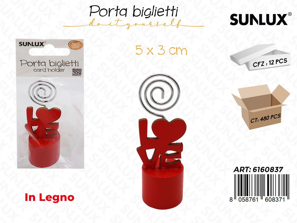 Sunlux Portabiglietti Love in Legno 5*3CM