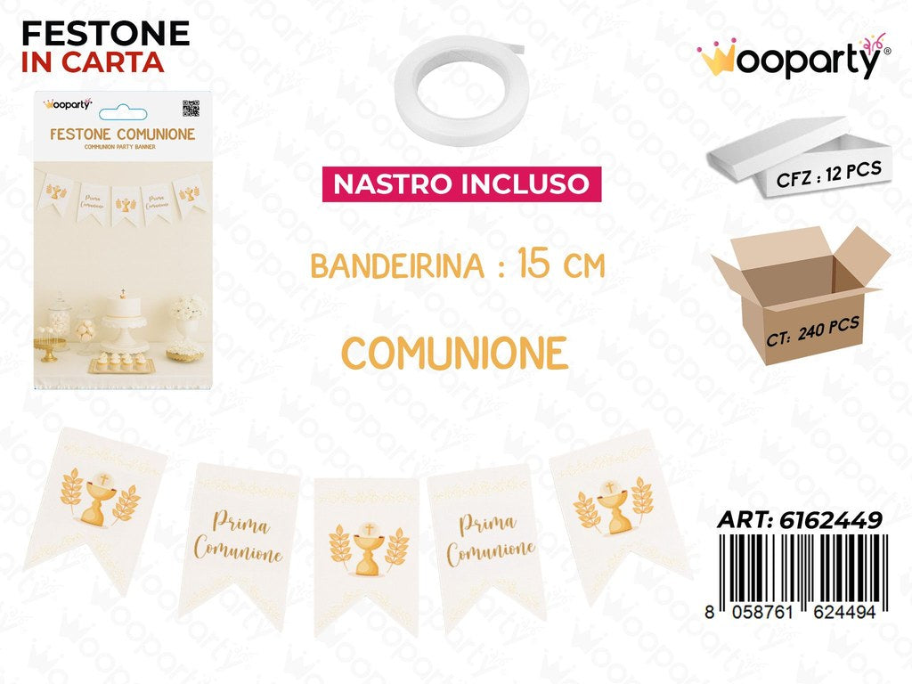 FESTONE COMUNIONE CARTA H.15CM C/NASTRO