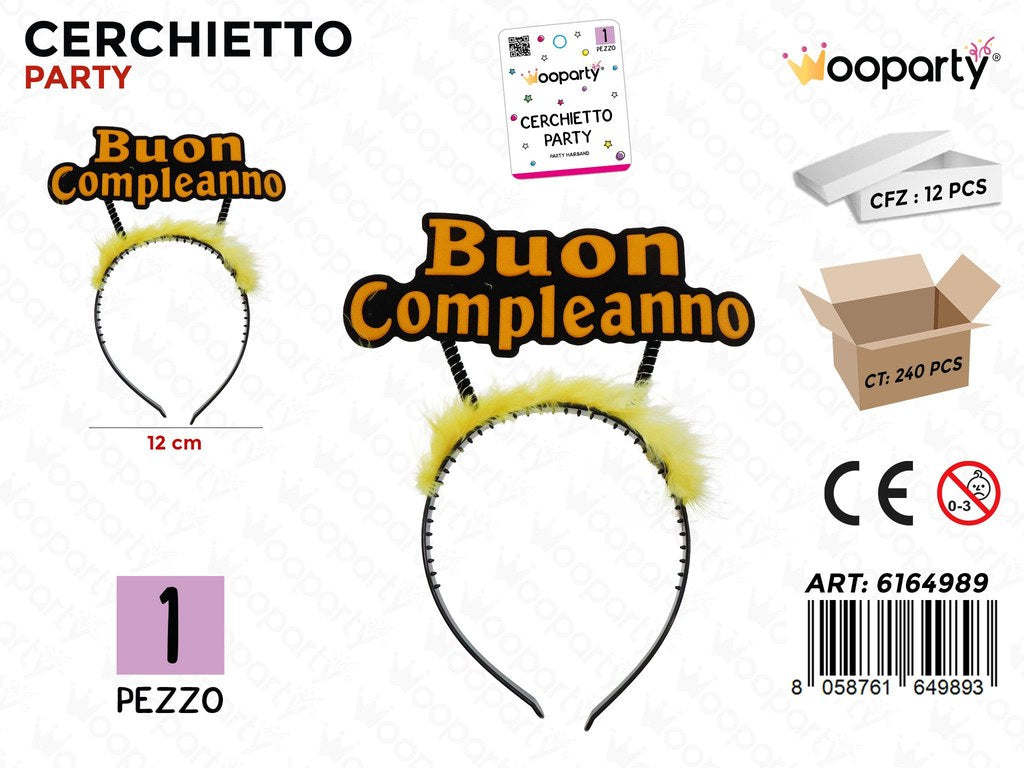 CERCHIETTO PARTY BUON COMPLEANNO 12CM