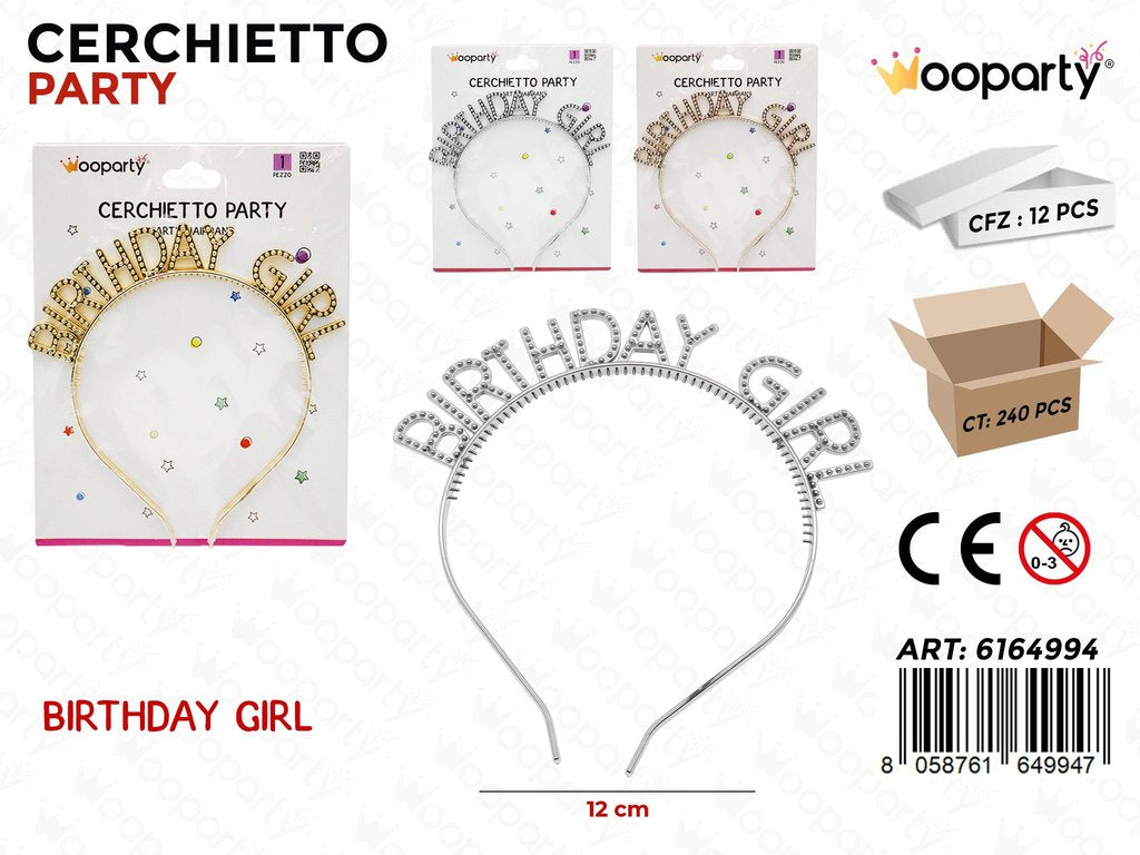 CERCHIETTO PARTY BIRTHDAY GIRL ASS. 12CM